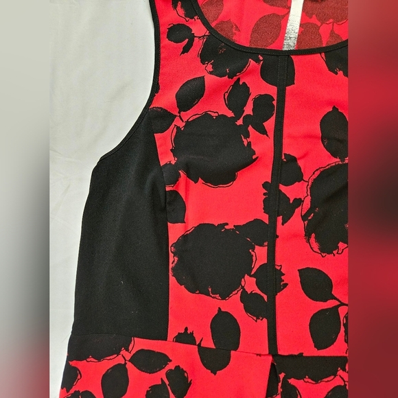 Kensie Womens Red And Black Floral Sleeveless Side Zip Short Dress Size XL - Picture 4 of 13